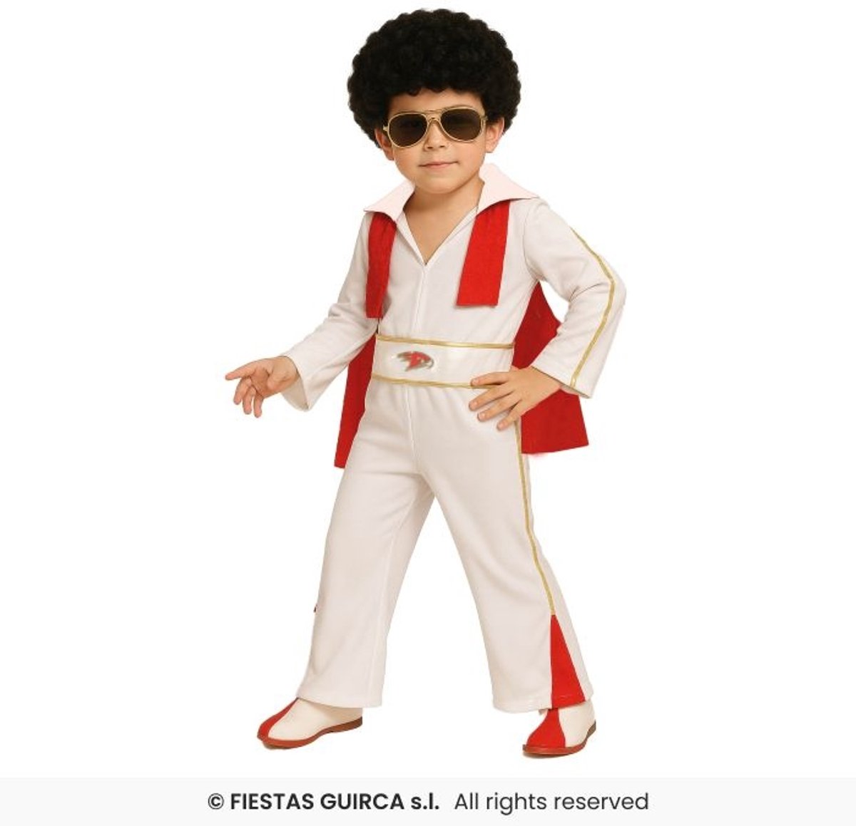 Elvis King Of Rock Kostuum Kind Wit/Rood - 10-12 jaar / 135-147cm