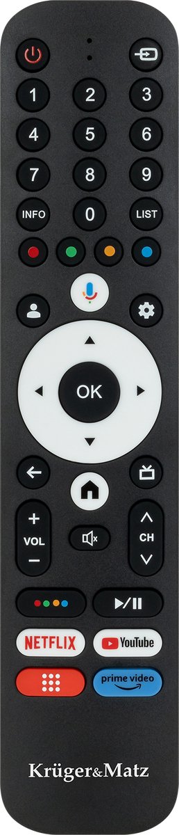 Krüger&Matz - Google TV - Afstandsbediening - Ergonomische Vorm - Stemsturing