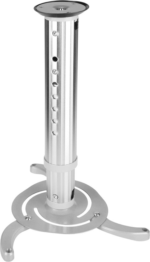 Universele projector plafondbeugel aluminium 10 kg verstelbaar 130-1060 mm 360° rotatie zilver kabelbeheer