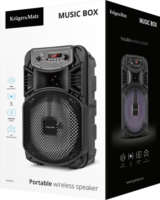 Krüger&Matz Music Box - Bluetooth Speaker - 10W - LED van Krüger&Matz — afbeelding 4