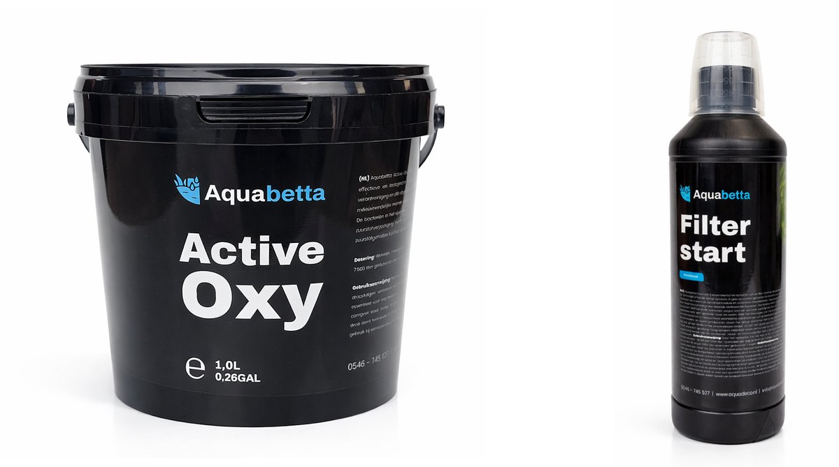 Aquabetta, Vijveronderhoud, Active Oxy 1 liter, Filter Start Vloeibaar 0,5 liter
