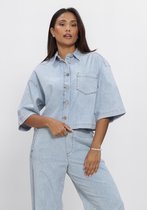 Jansen Amsterdam Veste Mabel Llbd 732 Light Demin Short Sleeve Wide Fit Vestes Femme - Veste d'été - Bleu clair - Taille 42
