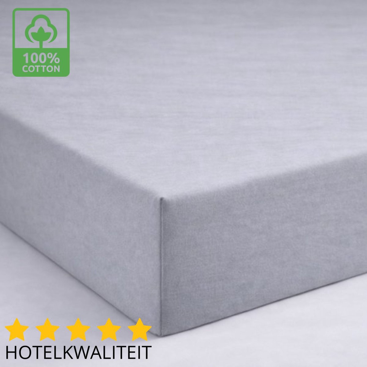 Sleeps Dubbel Jersey Hoeslaken Katoen Grijs - 180 x 220 cm - Heerlijk Zacht - Strijkvrij - Stretch - Dubbel Dikke Kwaliteit