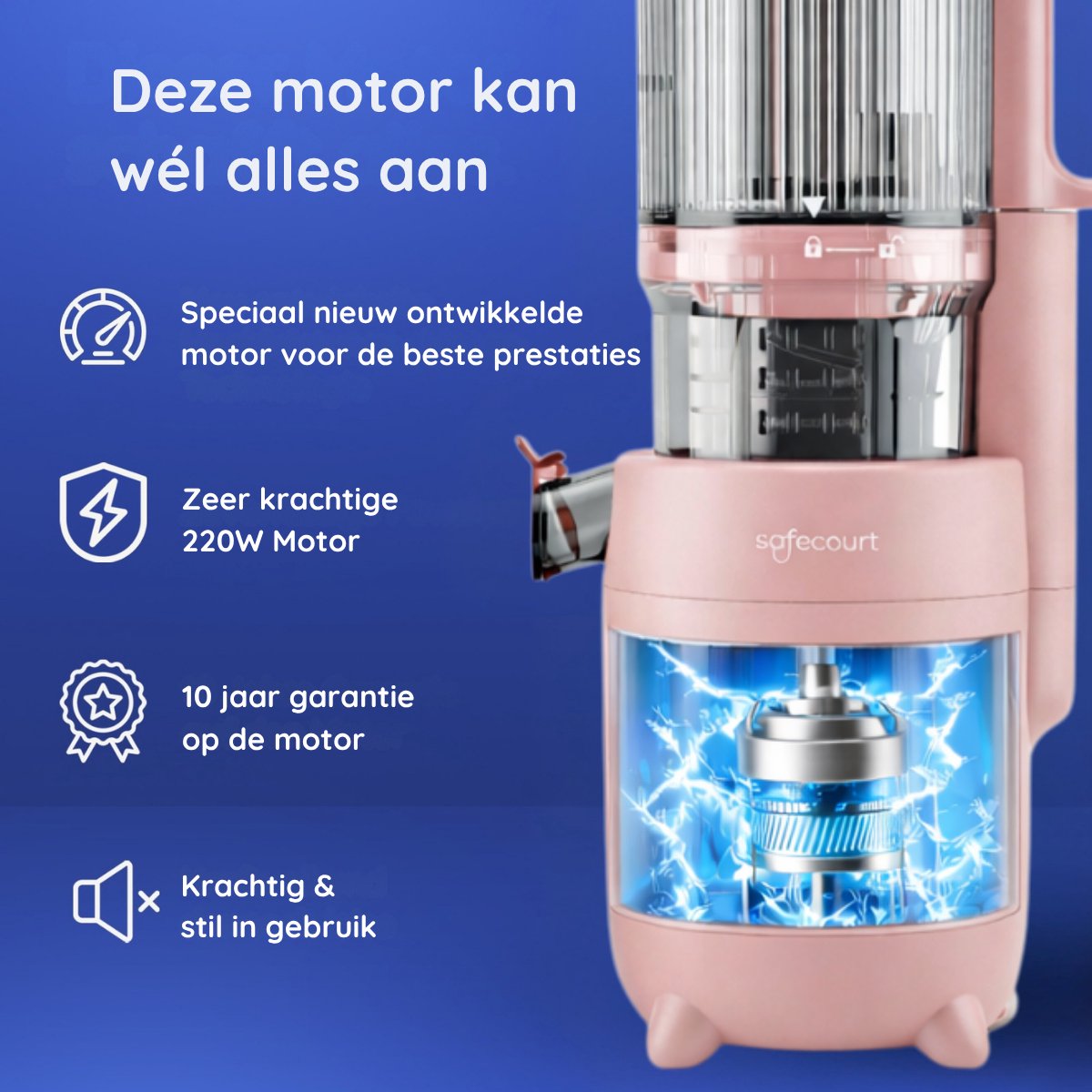 Safecourt Kitchen Slow Juicer - sapcentrifuge Roze thumbnail 6
