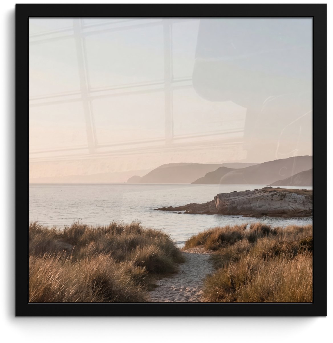 FrameYourWall Poster in lijst - Fotolijst 40x40 cm - Posters - Landschap - Kust - Duinen - Posterlijst zwart - Decoratie - Wanddecoratie woonkamer - Muurdecoratie slaapkamer