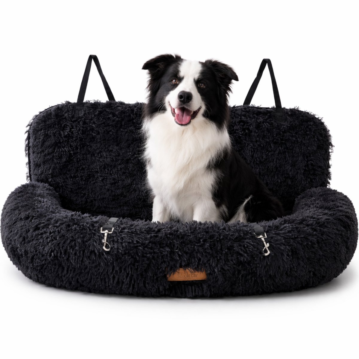 By Cee Cee Autostoel Hond Deluxe - Hondenmand Auto Met Veiligheidsriempje - Automand Hond - Hondenstoel - Autozitje - Zwart - 120x60 - Maat L - Rex