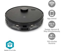 Nedis SmartLife Robotstofzuiger - 4500 Pa Zuigkracht - Dweilfunctie - met App - Zwart