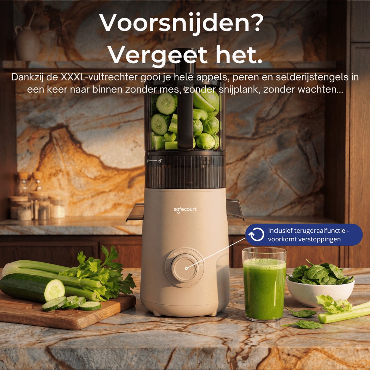 Safecourt Kitchen Slow Juicer XXL - sapcentrifuge Beige thumbnail 4