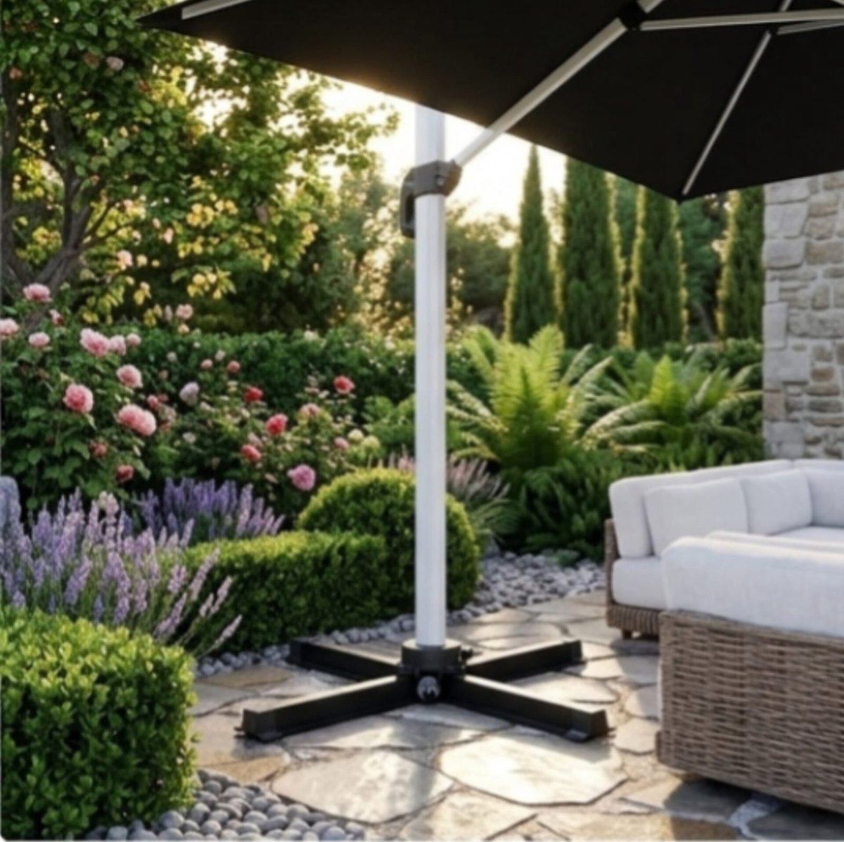 Zweefparasol Rechthoekig 300x200 cm met Dubbel Dak, 360° Draaibaar & Kantelbaar, Aluminium Parasol met UV50+ Bescherming en Waterdicht Doek voor Balkon en Terras, Grijs – NoviHome