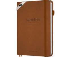 Systemyze Notitieboek A5 Hardcover Leer Gelinieerd – Notebook Journal – 256 Genummerde Pagina’s – 140 Grams Papier - Bruin