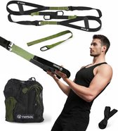 THYSOL Suspension Trainer Pro Xtreme Straps - Army Green - Met Deuranker - Core Trainer - Fitness Thuis - Thuis Fitness Set