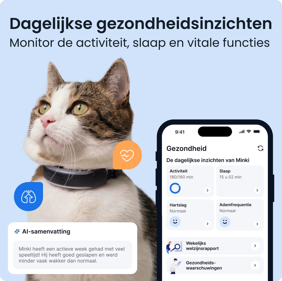 Tractive CAT 6 Mini – Slimme gps-tracker voor katten met gezondheidsmonitoring en geïntegreerde halsband – Zwart thumbnail 4