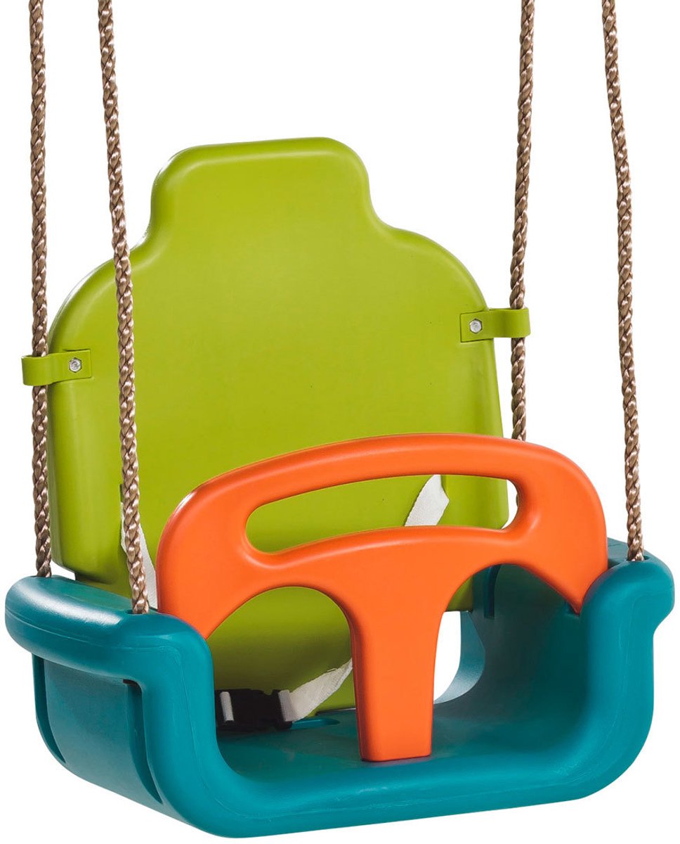 Babyschommel Groeimodel Limoengroen / Turquoise / Oranje met PP Touwen