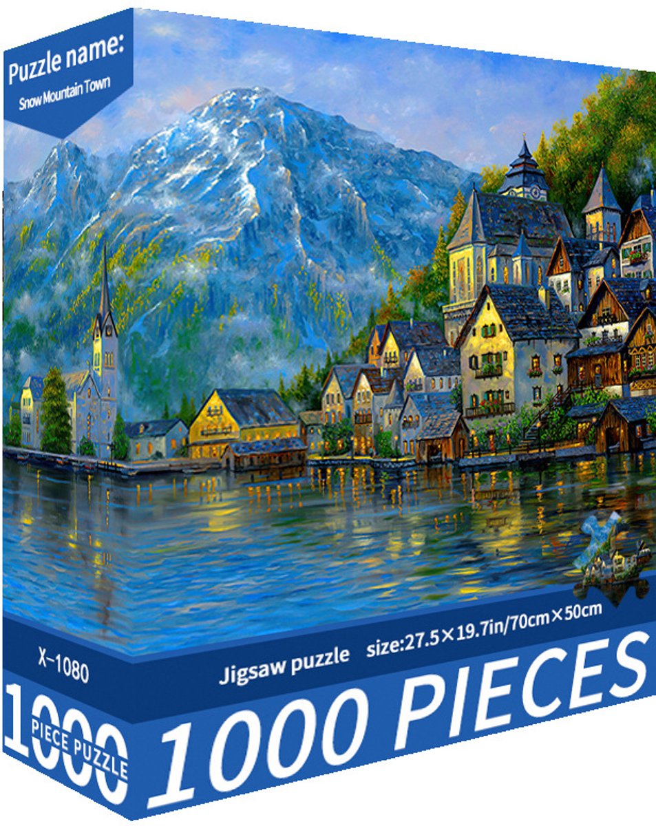 Kraftverdia Puzzel 1000 Stukjes Volwassenen - Legpuzzel Winterdorp - Moeilijke Legpuzzel voor Volwassenen