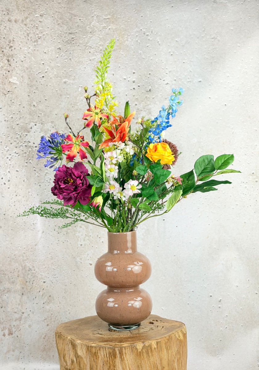 Zijden bloemen boeket "Pretty Explosion" | 100cm | Uitzonderlijk kleurrijk | Zéér gedetailleerde bloemen | Jarenlang mooi