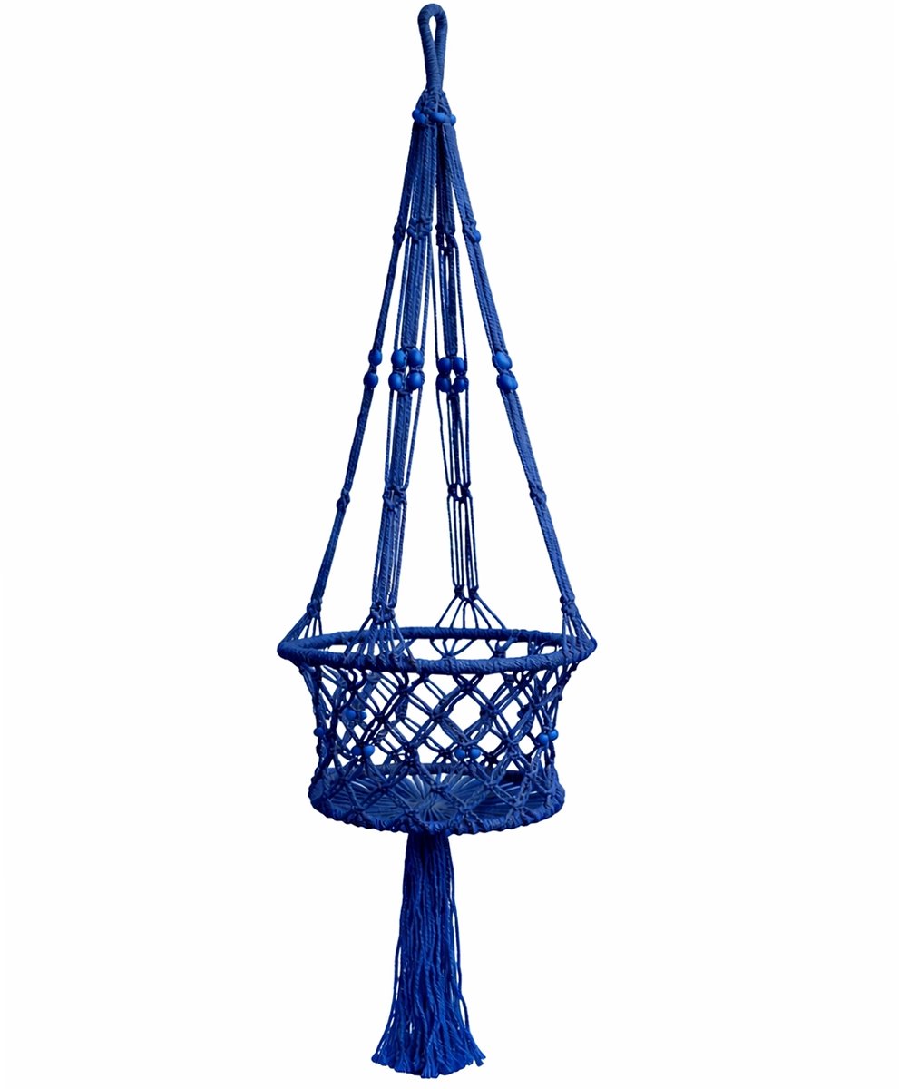 Lavandoux - Macramé Plantenhanger - Ø30 cm - Katoen - Blauw