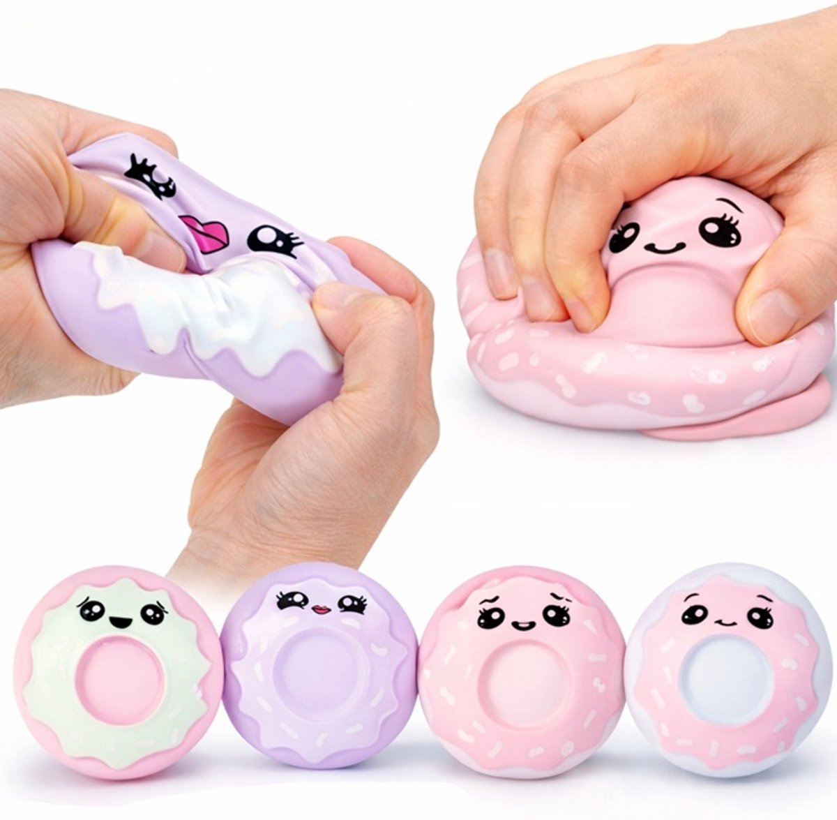 Donut Squishy stressbal - 1 exemplaar - fidget toys - 7 cm - Knijpbal - Voor de hand - Kinderen - Stress - Voor de hand - Bekend van TikTok