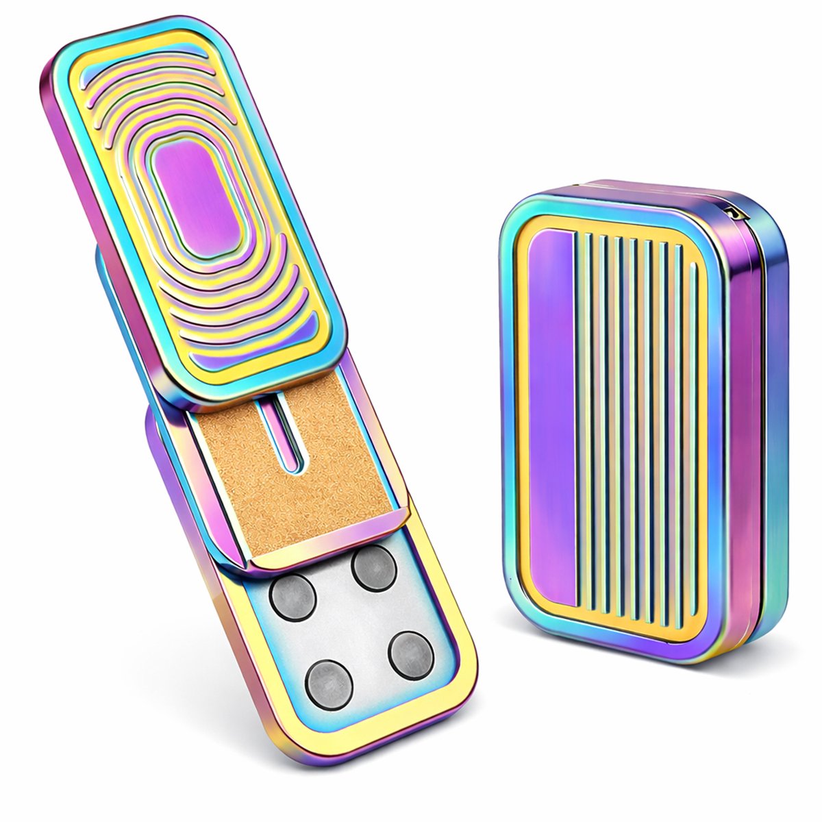 Fidget slider - Fidget Toys - Sensorisch Speelgoed - Metaal - Met opbergetui - Regenboog