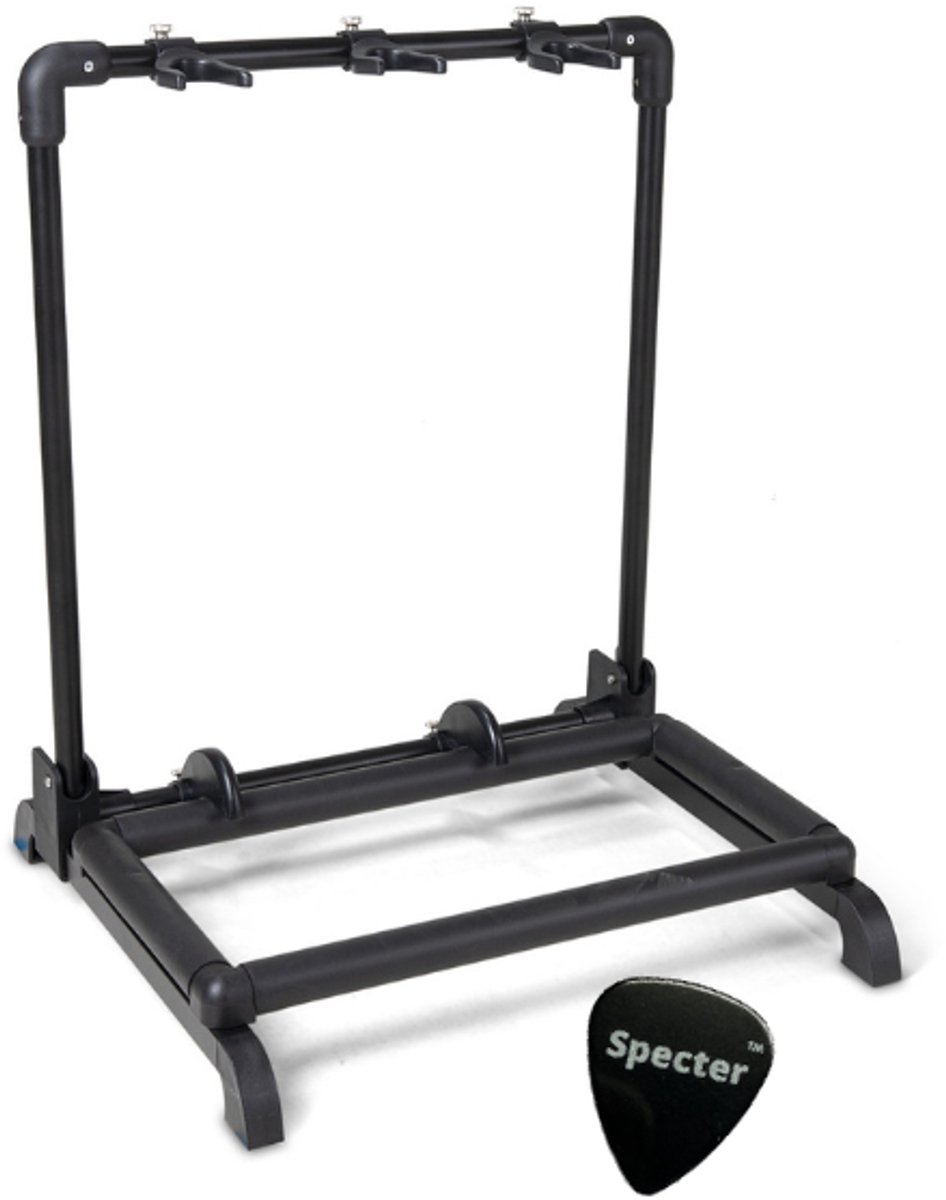 GEWA Multi Gitaar Standaard GS-103B – Voor 3 Instrumenten – Opvouwbaar – Zwart – Incl. Specter Plectrum