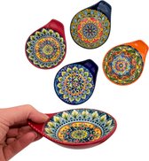 Tapas schaaltjes set - 4 bordjes met kleurig bloemenpatroon - 10 CM
