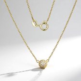Cavill - Zilveren Halsketting 925 Sterling Zilver Verguld - 33 Rondgeslepen Zirkonen 0 179 ct - Elegante Ketting 45 cm - Fijne Dames Sieraden