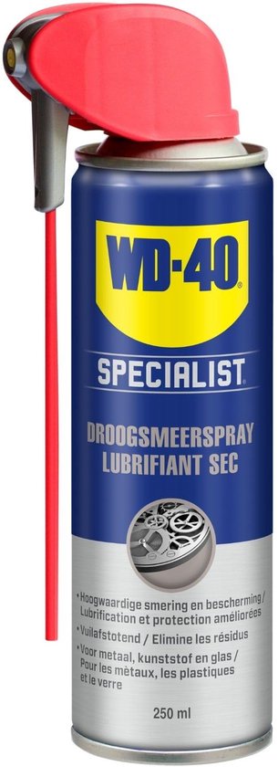 WD-40® Droogsmeerspray - Beschermt tegen slijtage - Smeert en laat een droge laag achter - Bestand tegen temperaturen tussen -45°C en +260°C - 250ml