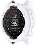 Wit Garmin Instinct 3 (50mm) smartwatch met 'CTRL', 'MENU', 'ABC', 'GPS', 'SET' knoppen, toont de altimeter en barometer.