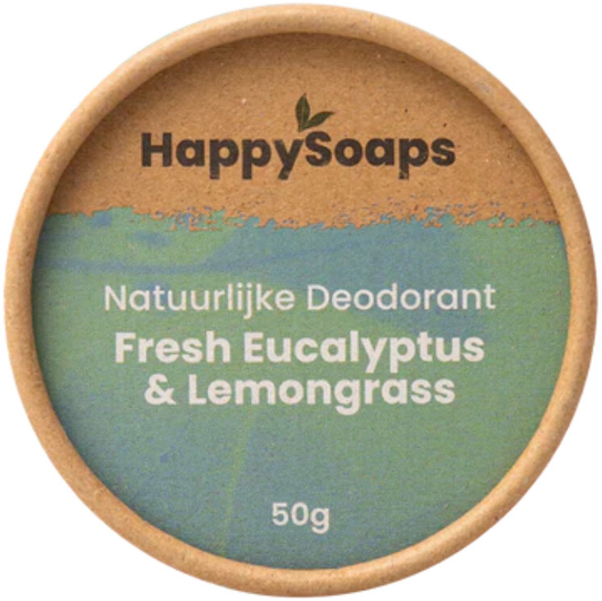 HappySoaps Natuurlijke Deodorant - Fresh Eucalyptus & Lemongrass - Energieke Geurexplosie - 100% Plasticvrij, Vegan & Natuurlijk - 50gr