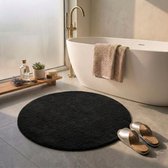FLOORDIREKT Sky Badmat - Ronde Baddeken - Dichte, Pluizige Feel-Good Factor Voor Je Huis - Antislip & Wasbare - Getest Op Schadelijke Stoffen Diameter 95 Cm Zwart