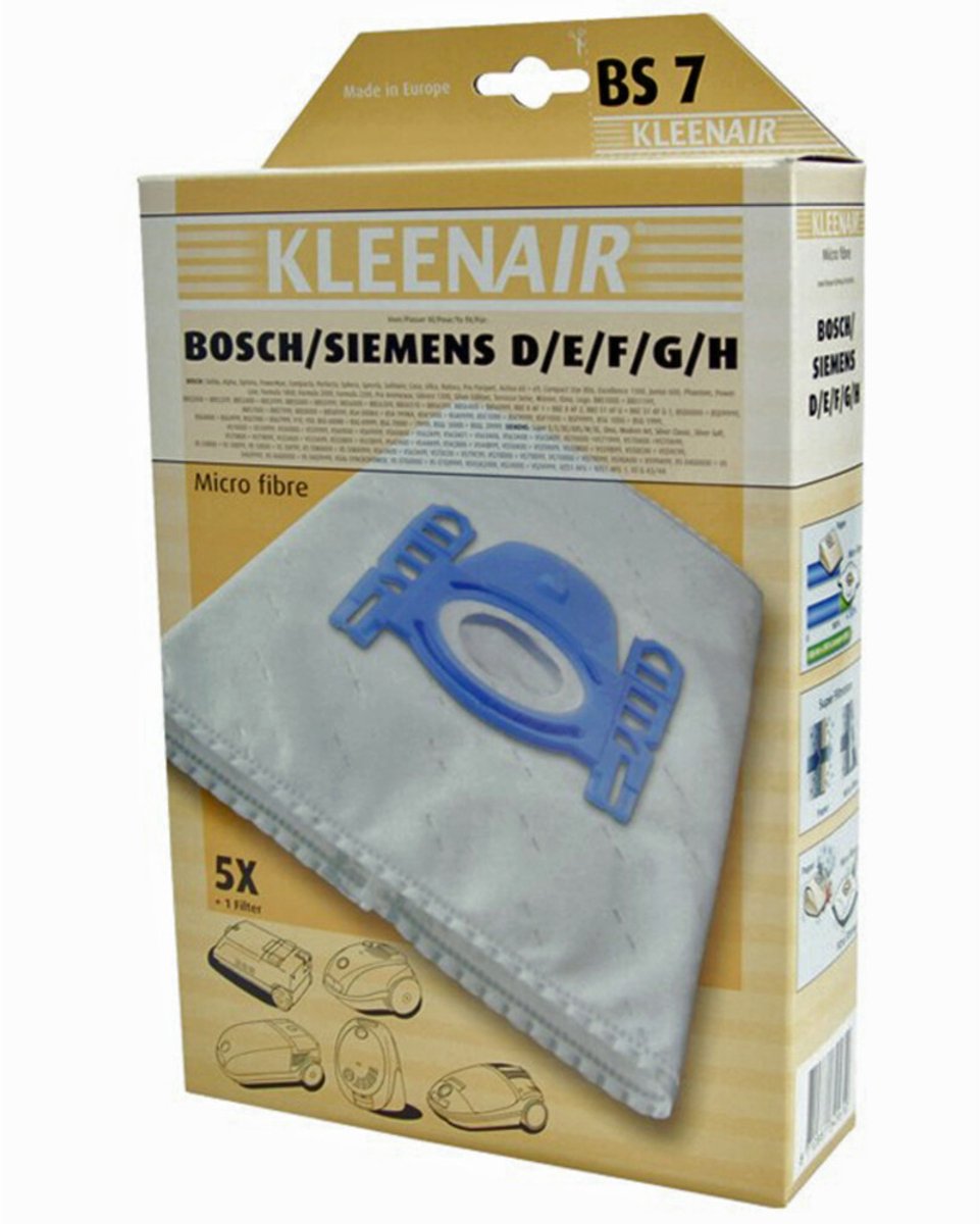 3x Kleenair Stofzuigerzakken Bosch en Siemens Bs-7 5 stuks