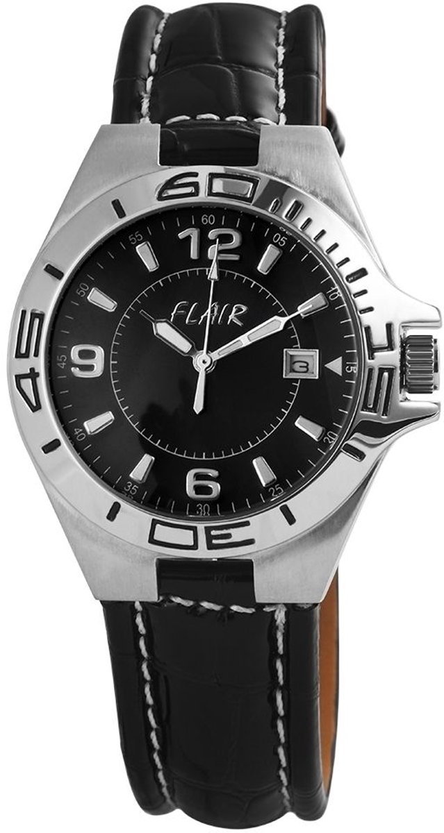 FLAIR Herenhorloge Echtleder Datumaanduiding