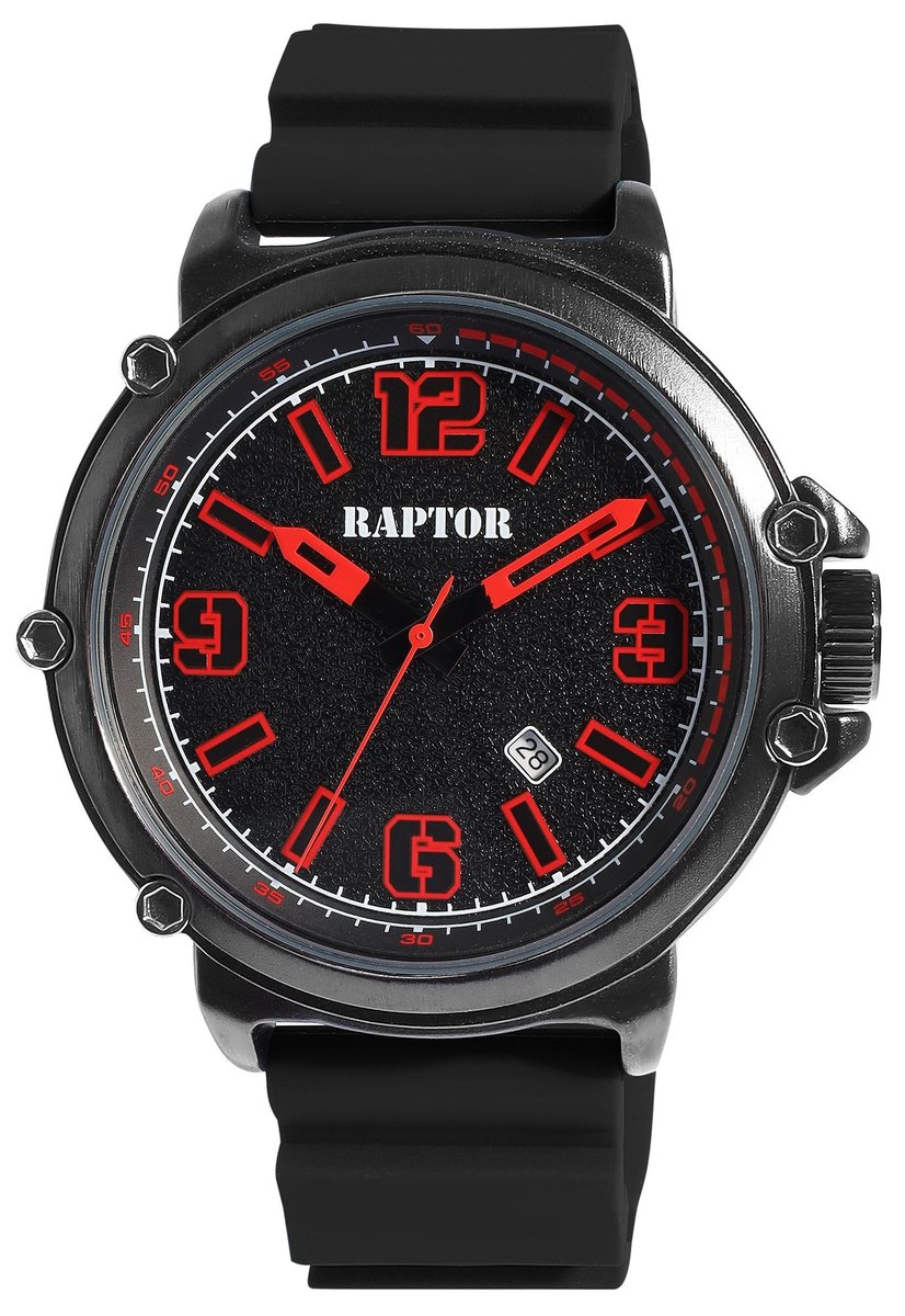 Raptor Herenhorloge siliconen Xander Raptor herenhorloge "Xander" met siliconen band,