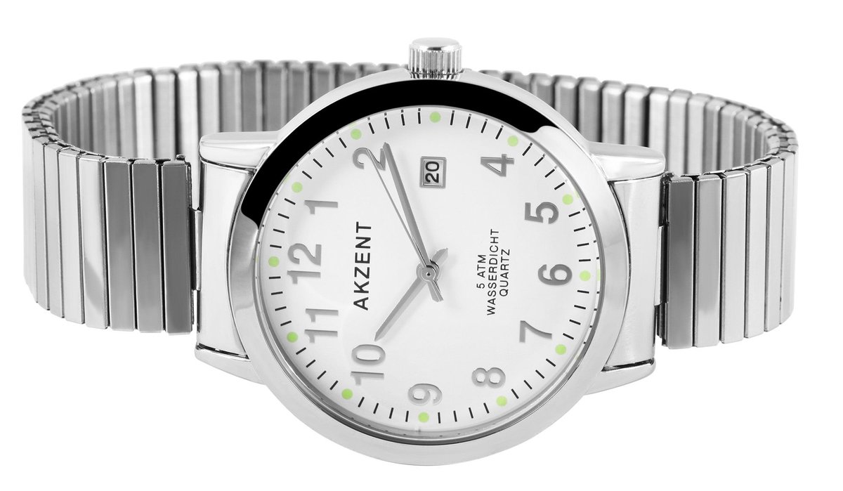 AKZENT Herenhorloge van roestvrij staal AK1695 Akzent herenhorloge met roestvrijstalen band