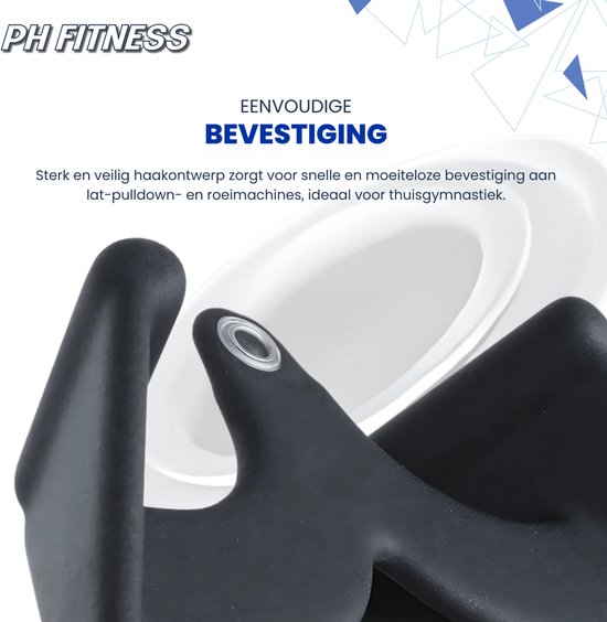 PH Fitness Multi Grip Attachment Set [5 Grepen] – Veelzijdige Handvatten voor Lat Pulley & Roeien – Verstelbare Fitness Bar met Schuimrubberen Antislip – Ideaal voor Thuisgym & Krachttraining