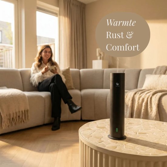Pip & Wells® Pure One Aroma Diffuser - Waterloze Geurverspreider met 3 Hotelgeuren - Tot 100 m2 - Etherische Olie 360ml - Mat Zwart - Incl. Afstandsbediening & Oplader