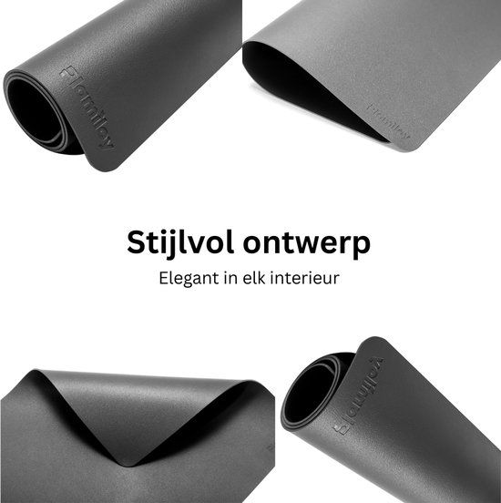 Plamiloy Luxe Kunstleer Placemat Set van 6 – Antislip & Waterafstotend – Leerlook Tafelmatten 45 x 30 cm – Grijs – Duurzame en Onderhoudsvriendelijke Placemat