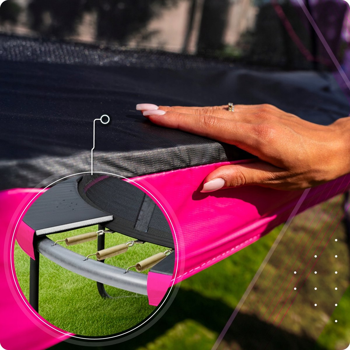 Thunder Trampoline 427 cm – Ronde Tuintrampoline – Max. 150 kg – Met Ladder – Roze — afbeelding 2