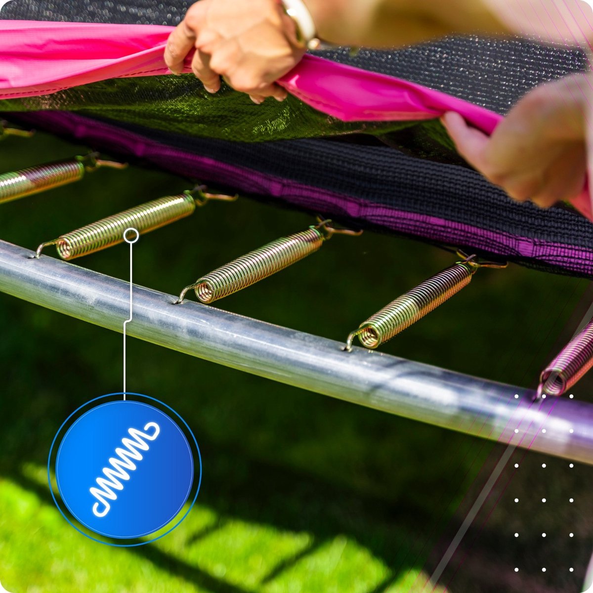 Thunder Trampoline 427 cm – Ronde Tuintrampoline – Max. 150 kg – Met Ladder – Roze — afbeelding 4