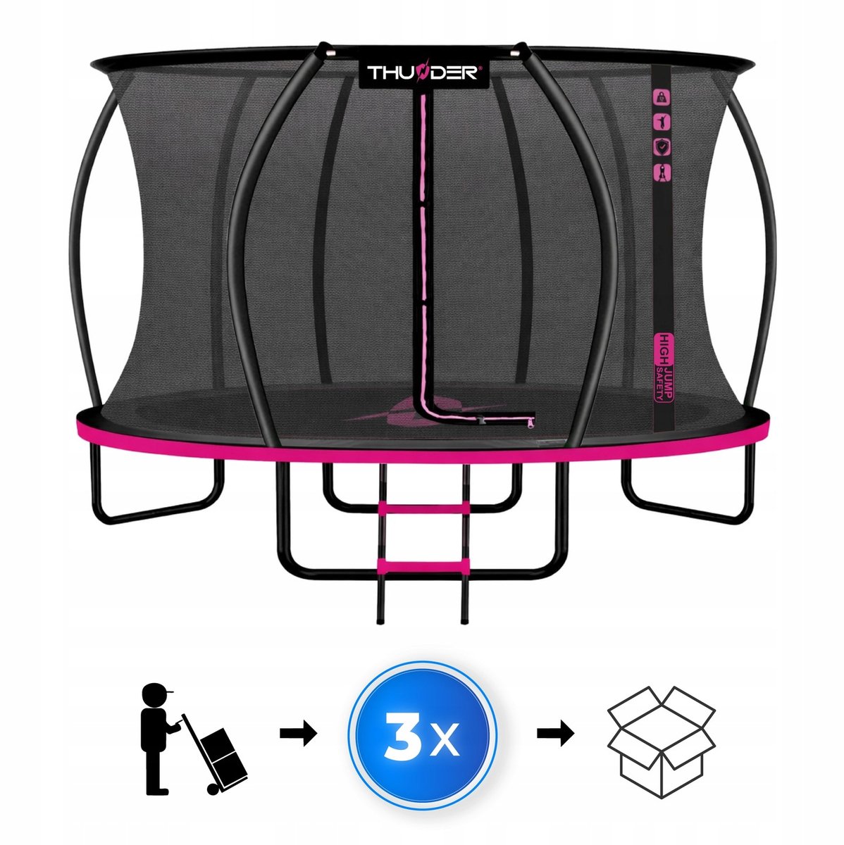 Thunder Trampoline 427 cm – Ronde Tuintrampoline – Max. 150 kg – Met Ladder – Roze — afbeelding 3