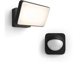 Philips Hue Welcome Verstraler (Zwart) – Buitenlamp met Bewegingssensor – Warmwit Licht – Incl. Hue Bewegingssensor voor Buiten – Hue White