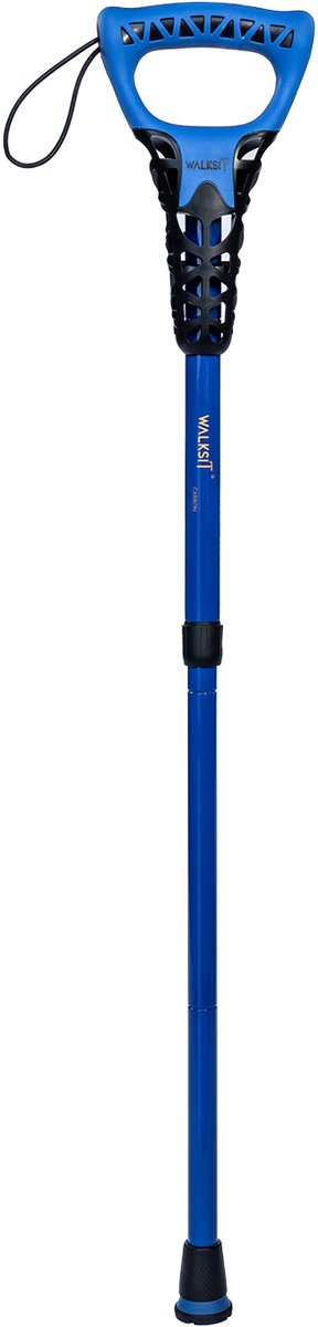 WalkSit® Original Wandelstok - Wandelstok met Zitje - Opvouwbare Wandelstok - Dames en Heren Loopstok - Verstelbare Wandelstok - Met Opbergtas - Carbon - Blauw - Winnaar Reddot Design Award