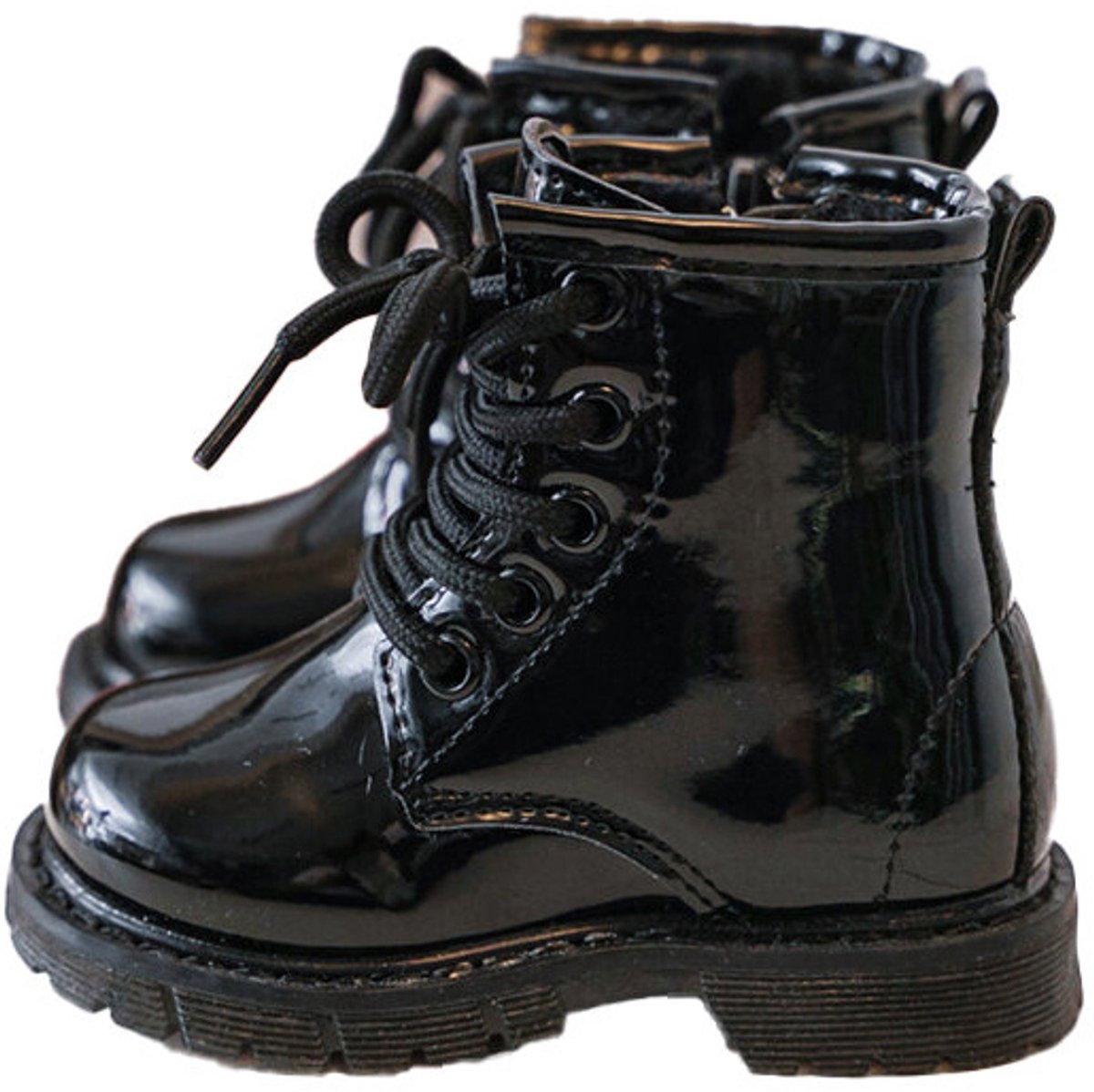 Ukkie Slofjes Kinderlaarzen Shiny Black Gevoerd Maat 24 - Baby - Meisjes - Rits - Vetersluiting - Flexibele zool - Warme voering - Winter
