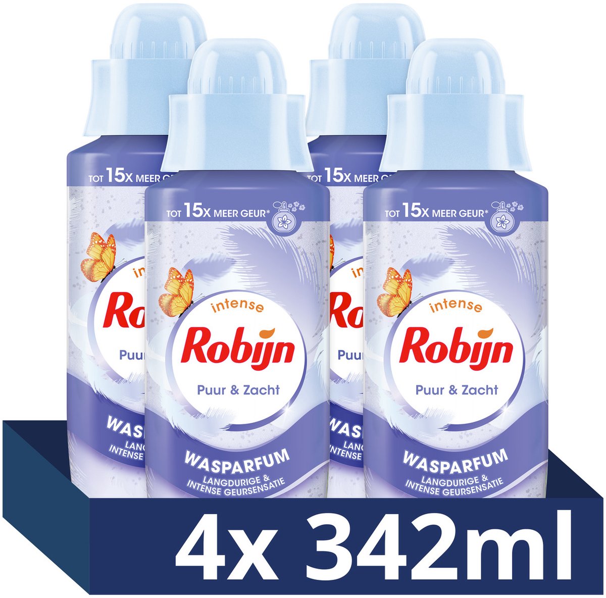 Beste Wasparfum 2026 Robijn Intense Puur & Zacht – 4 x 342 ml