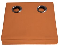 MOONDREAM LumenControl™ Totaal Verduisteringsgordijn | Licht+Zonwering | 100% Ondoorzichtig | EU-fabricaat | Oogjes | Oranje MC374 | 135 x 2