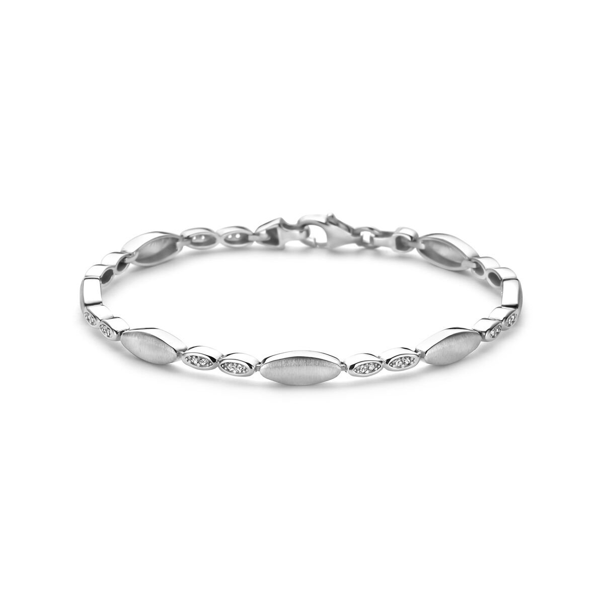 Zilver gerhodineerde armband zirkonia poli/mat 4,7 mm 19 cm - 1341727