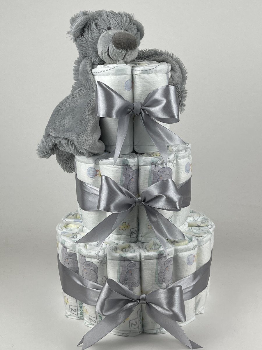 Chouette-Chouette | Luiertaart Neutraal | Kraamcadeau | Geboorte Jongen Meisje | Babyshower | Tuttle Beer Brice Grijs