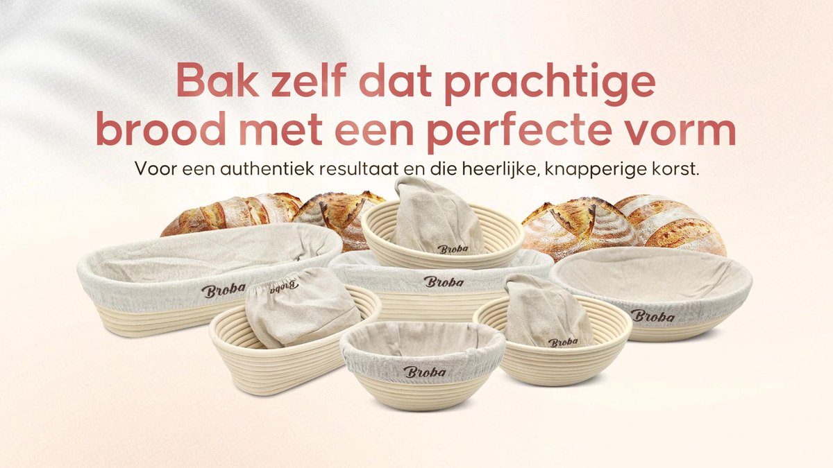 Set van 2 ronde rijsmandjes voor brood, 25 cm, siliconen