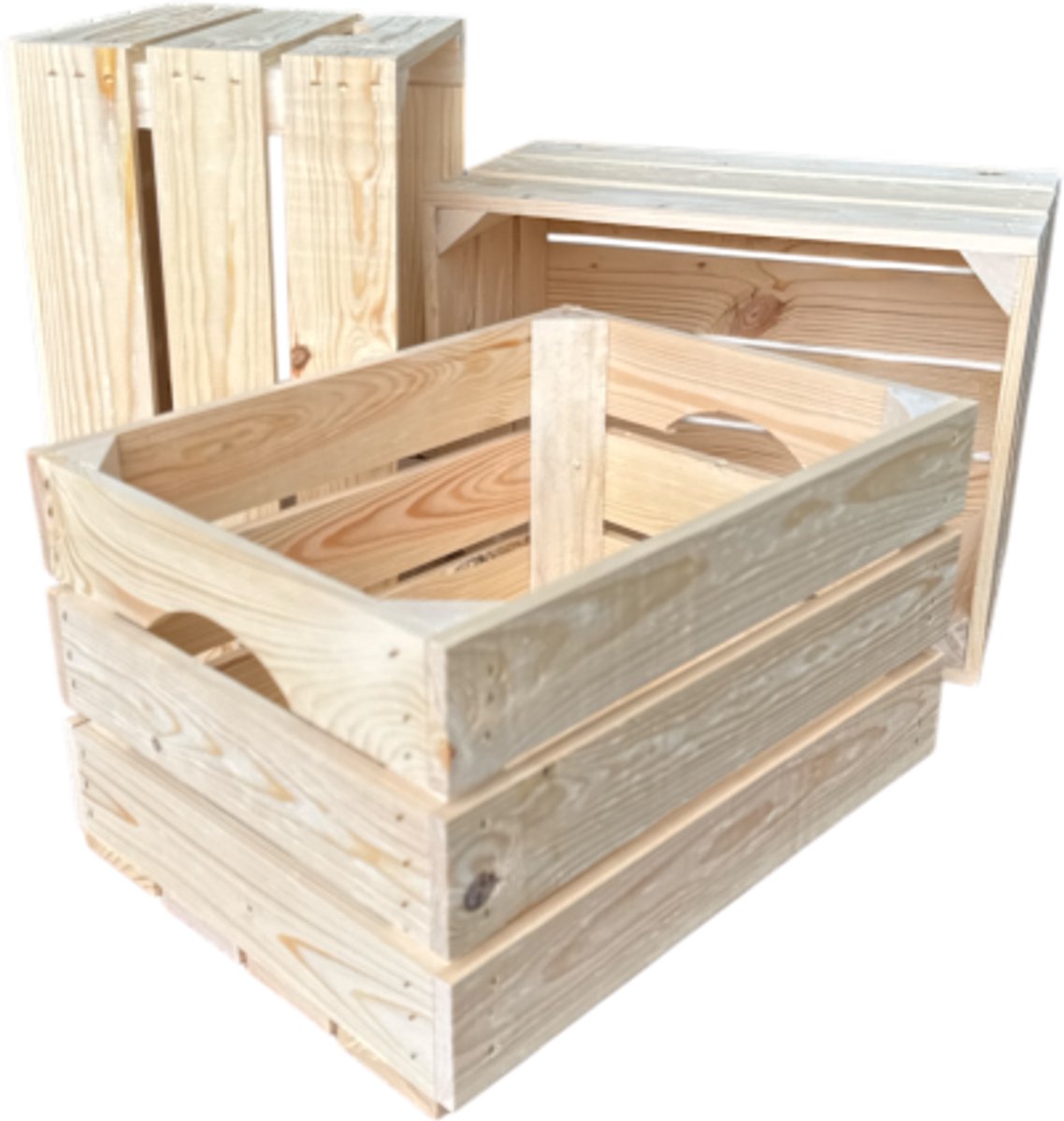 Set van drie nieuwe (fruit) kistjes L40cm x B30cm x H23 cm Zeer stevig! - DecoLis