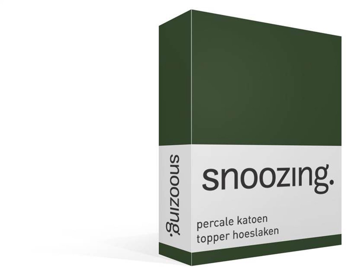Snoozing percale katoen topper hoeslaken - 200x200 cm - Extra breed - Donker Groen