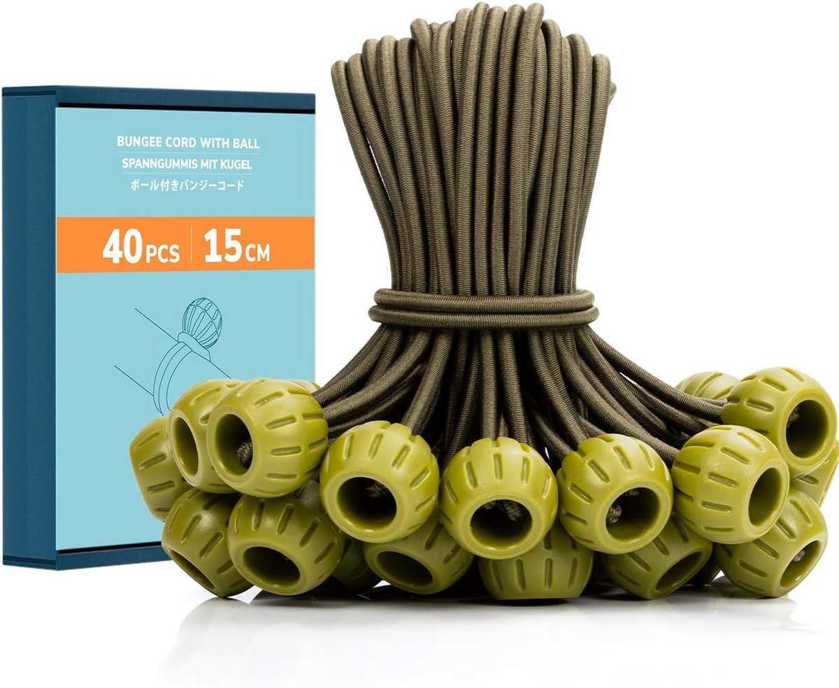 Sterke Spanbanden met Bal 40 Stuks 15cm Zware Kogelkoorden voor Tenten en Zeilen